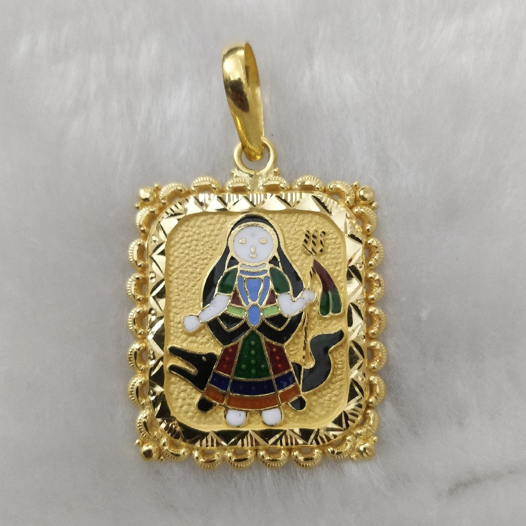 916 Gold Fancy Khodiyar Maa Pendant