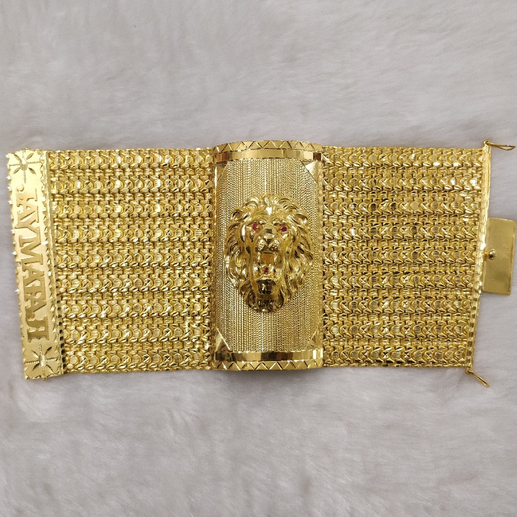 916 Gold Fancy Lion Face Bracelet For Men