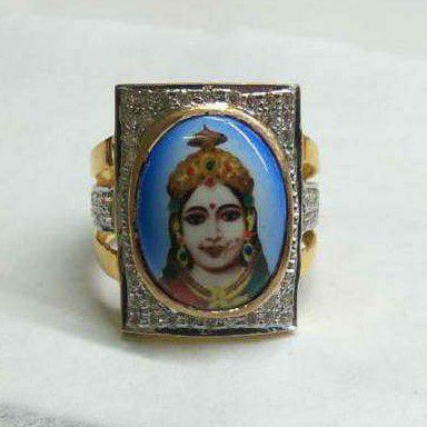 916 Gold Gents Chehar Maa Photo Ring