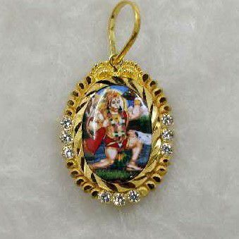 916 Gold Hanumanji Photo Pendant