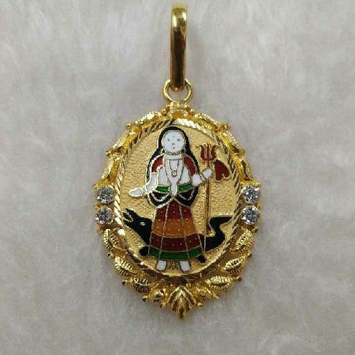 22KT Gold Fancy Khodiyar Maa Minakari Pendant