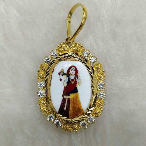 916 Gold Antique Bhatiyani Maa Photo Pendant