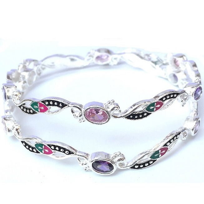 Sterling Silver 925 Colorstone Bangles