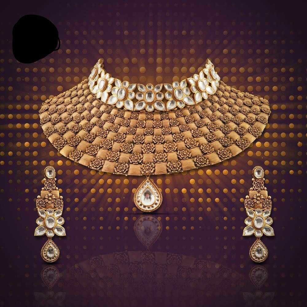22K Wedding Special Jadtar Gold Necklace Set