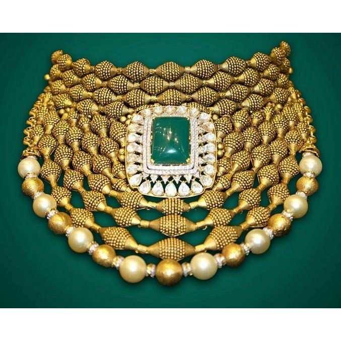 22K Wedding Special Gold Antique Jadtar Necklace