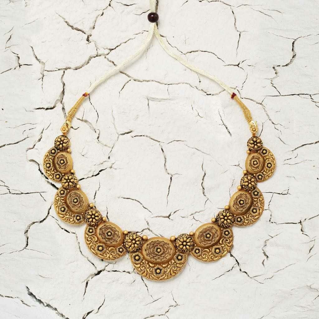 916 Gold Jadtar Antique Bridal Necklace