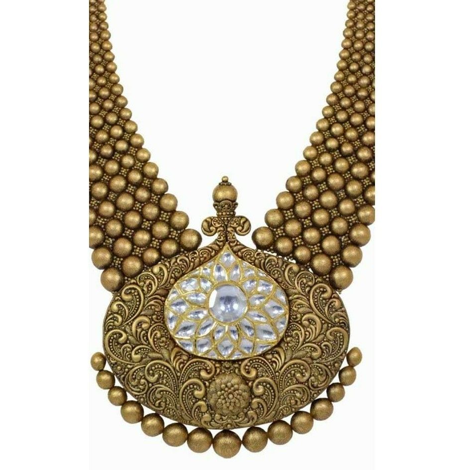 916 Gold Antique Kundan Charming Necklace