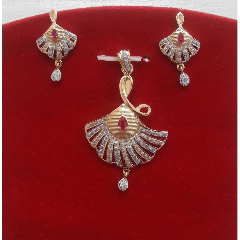 22k CZ Diamond Fancy Pendant Set