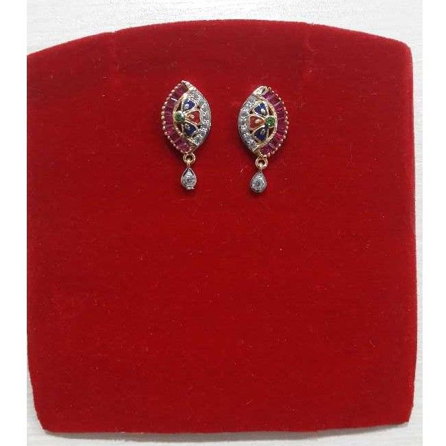 22k CZ Diamond Fancy Colorful Earrings