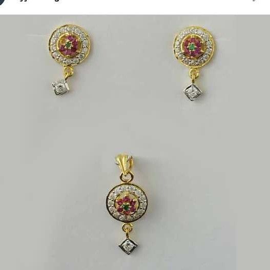 22k CZ Diamond Pendant Set