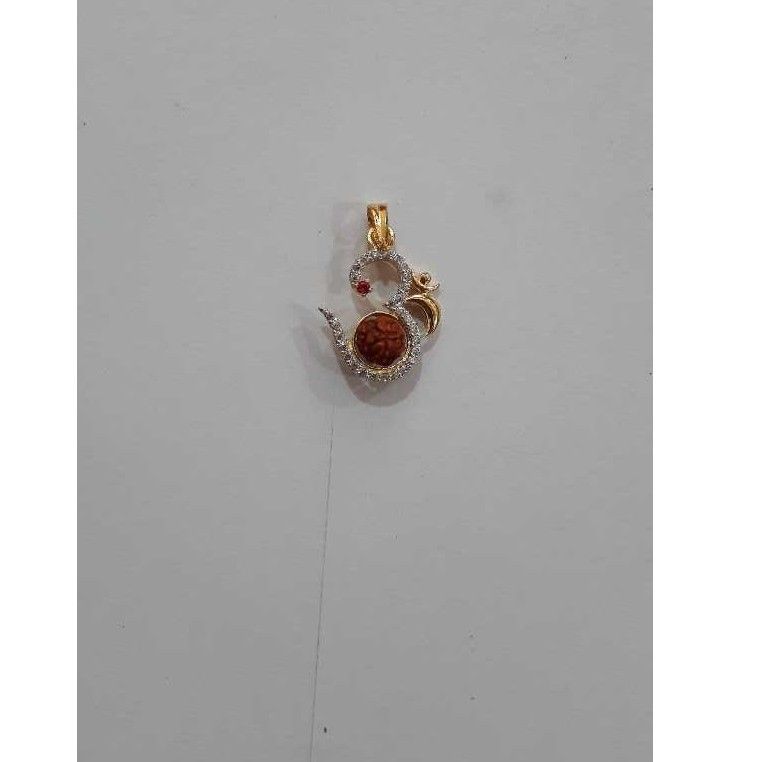 22K / 916 Gold Gents CZ Diamond Om Rudraksh Pendant