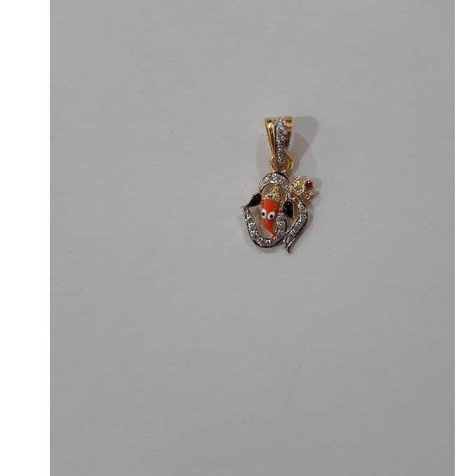 22K Gold Ganesha CZ Pendant