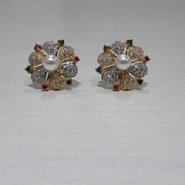 22KT Gold Moti CZ Diamond Tops