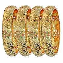 Gold Brass Ladies Pave Designer Bangles
