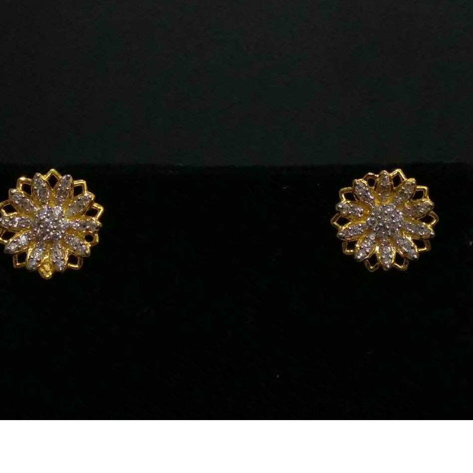916 Gold Ladies Casting CZ Floral Tops