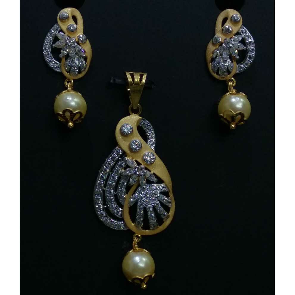 916 CZ Casting Gold Indian Pendant Set