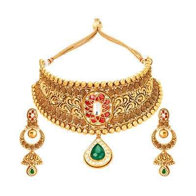 Gold Stone Necklace Set