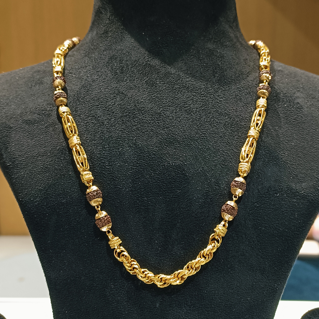 22K Gold Hollow Rudraksha Chain