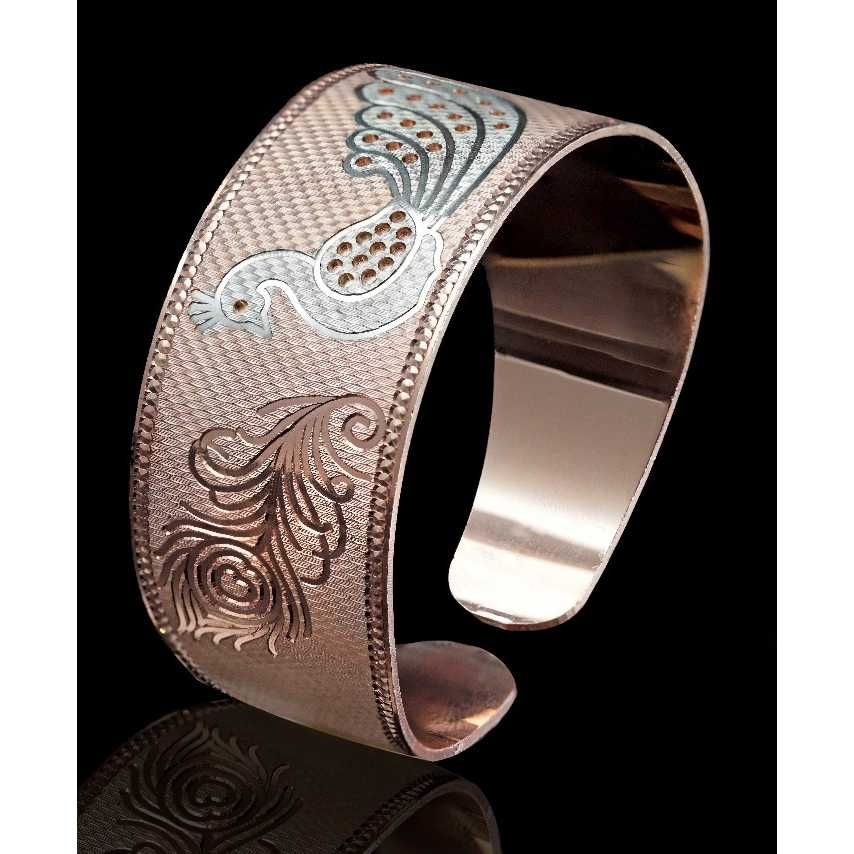 Peacock Pattern Silver Ladies Kada