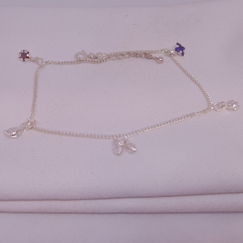 silver simple look ladies anklets