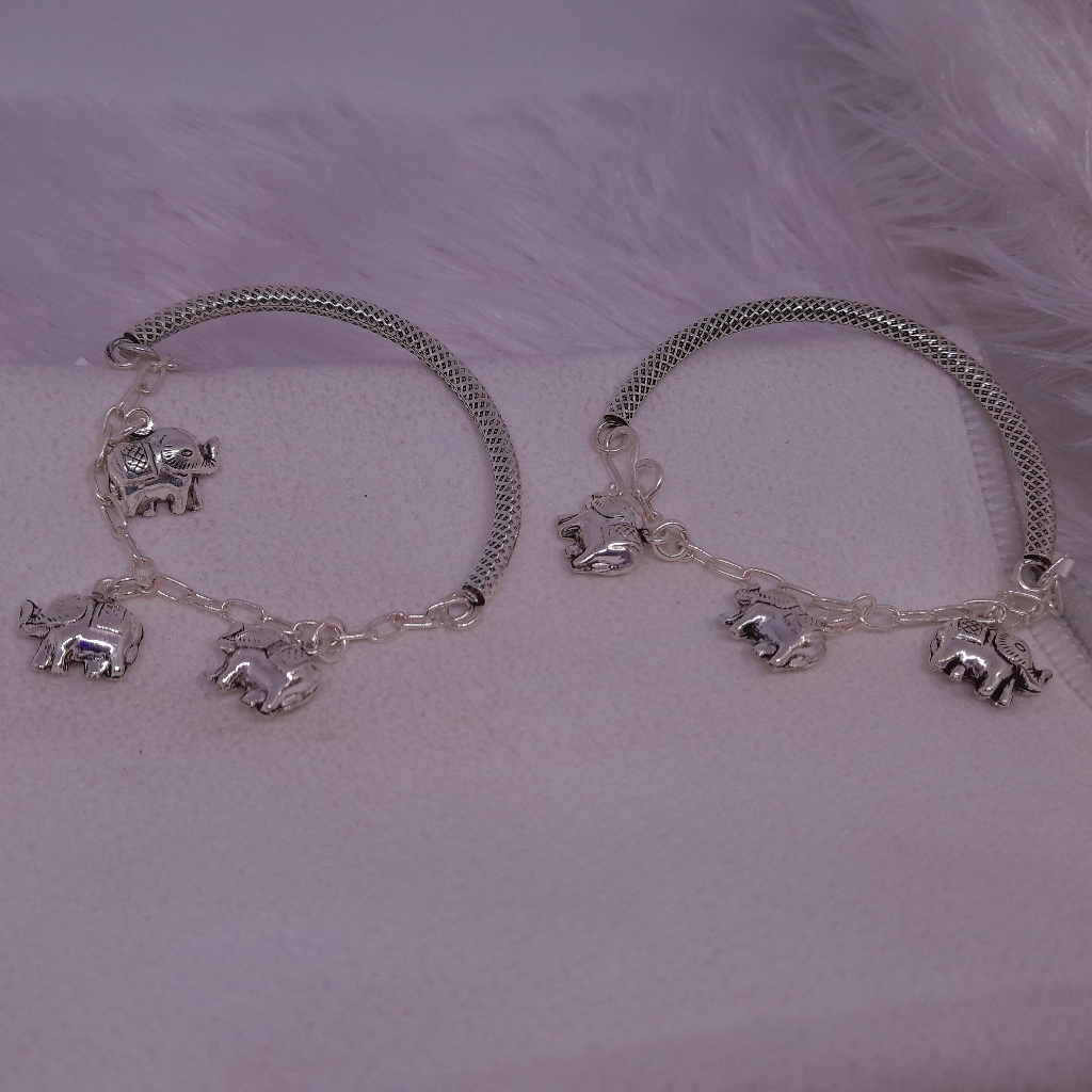 Silver Elephant oxidised baby kada