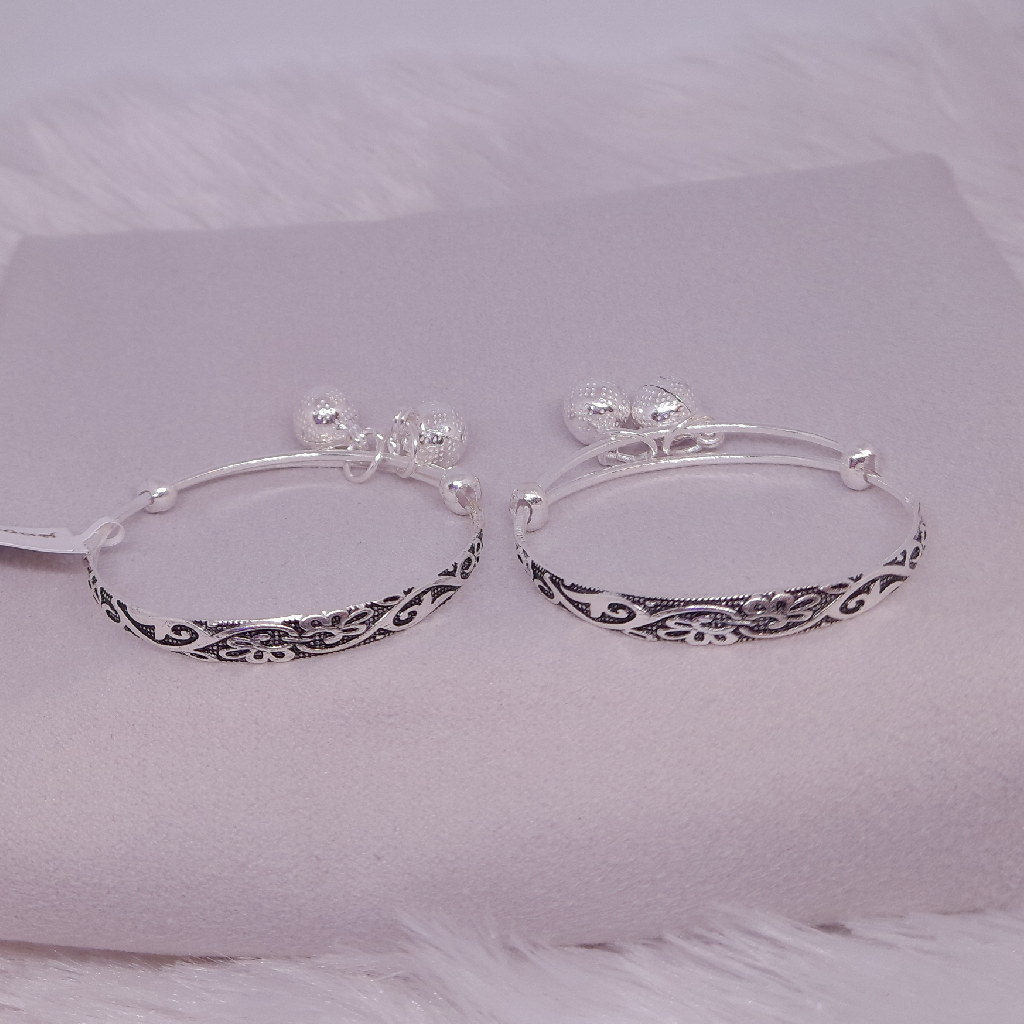silver oxidised and bol baby kada