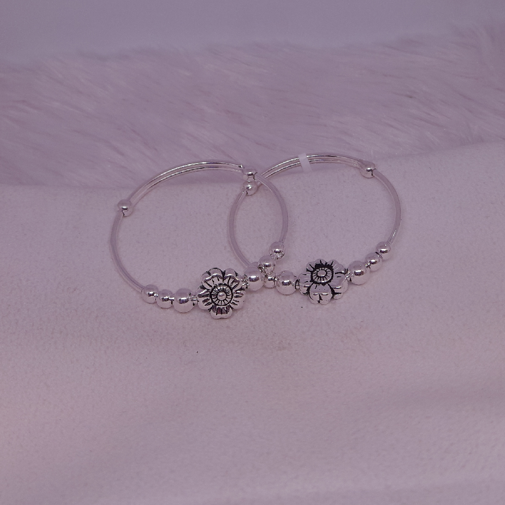silver fancy oxidised baby kada