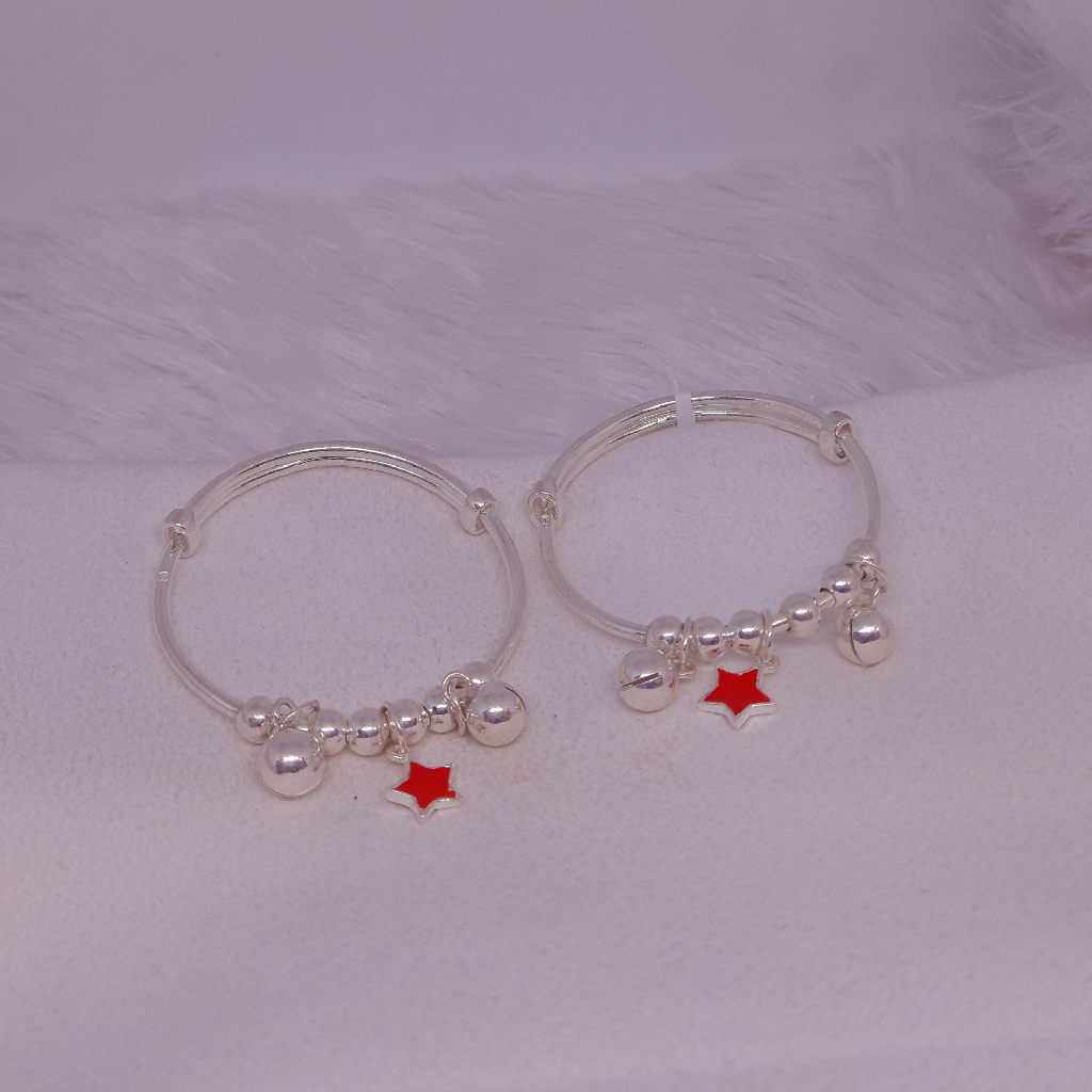 silver red star baby kada