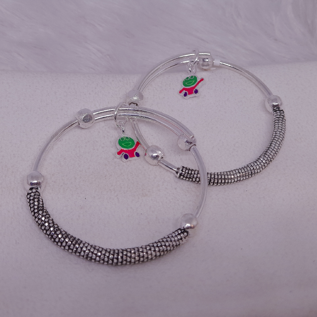 silver oxidised mina baby kada