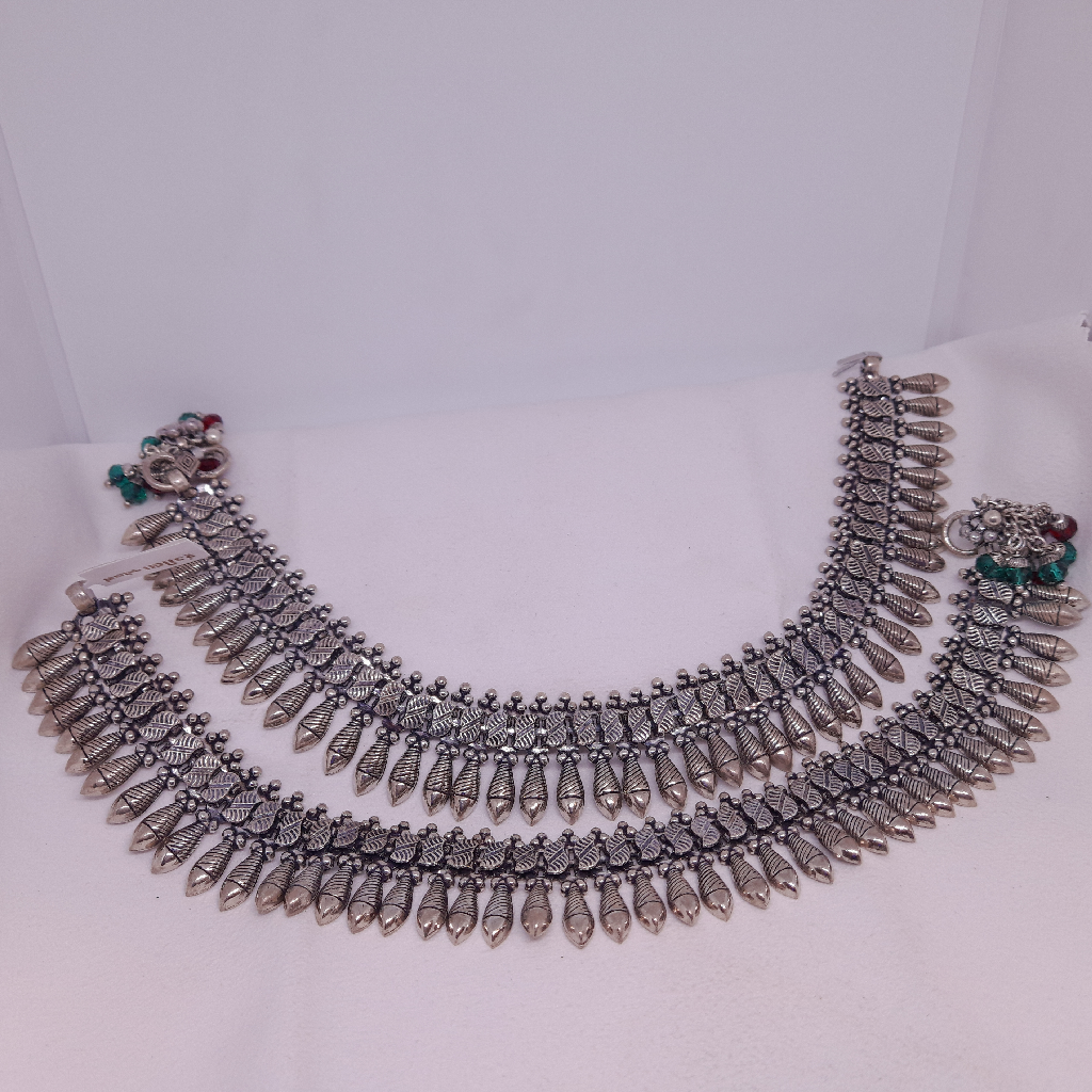 Silver Antique oxidised payal