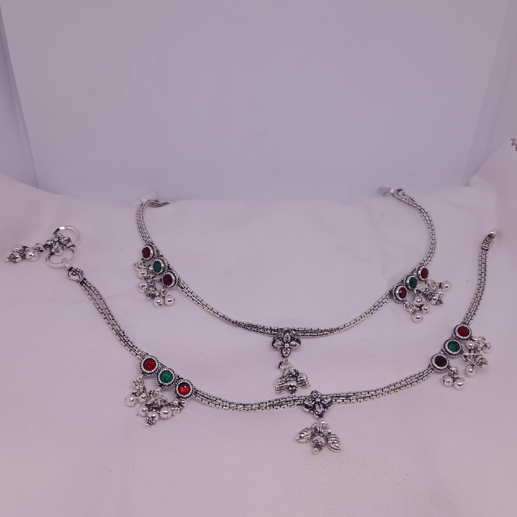 Silver lightweight Design Oxidised payal