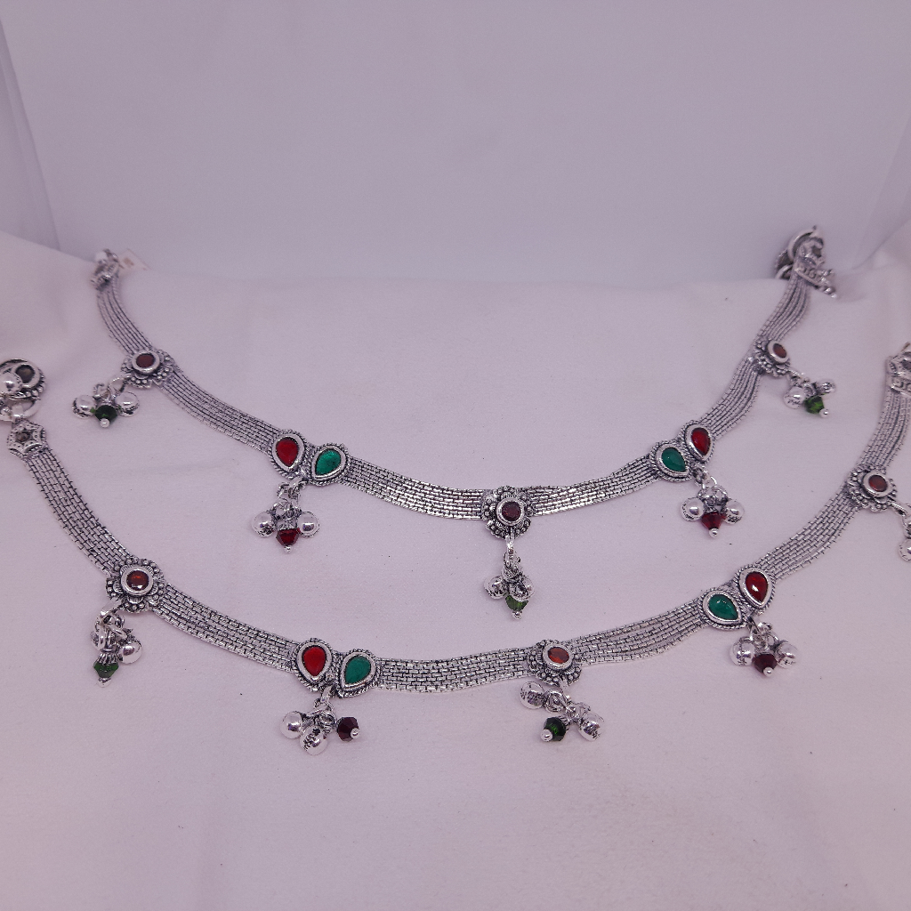 Colour Stone Oxidised Payal