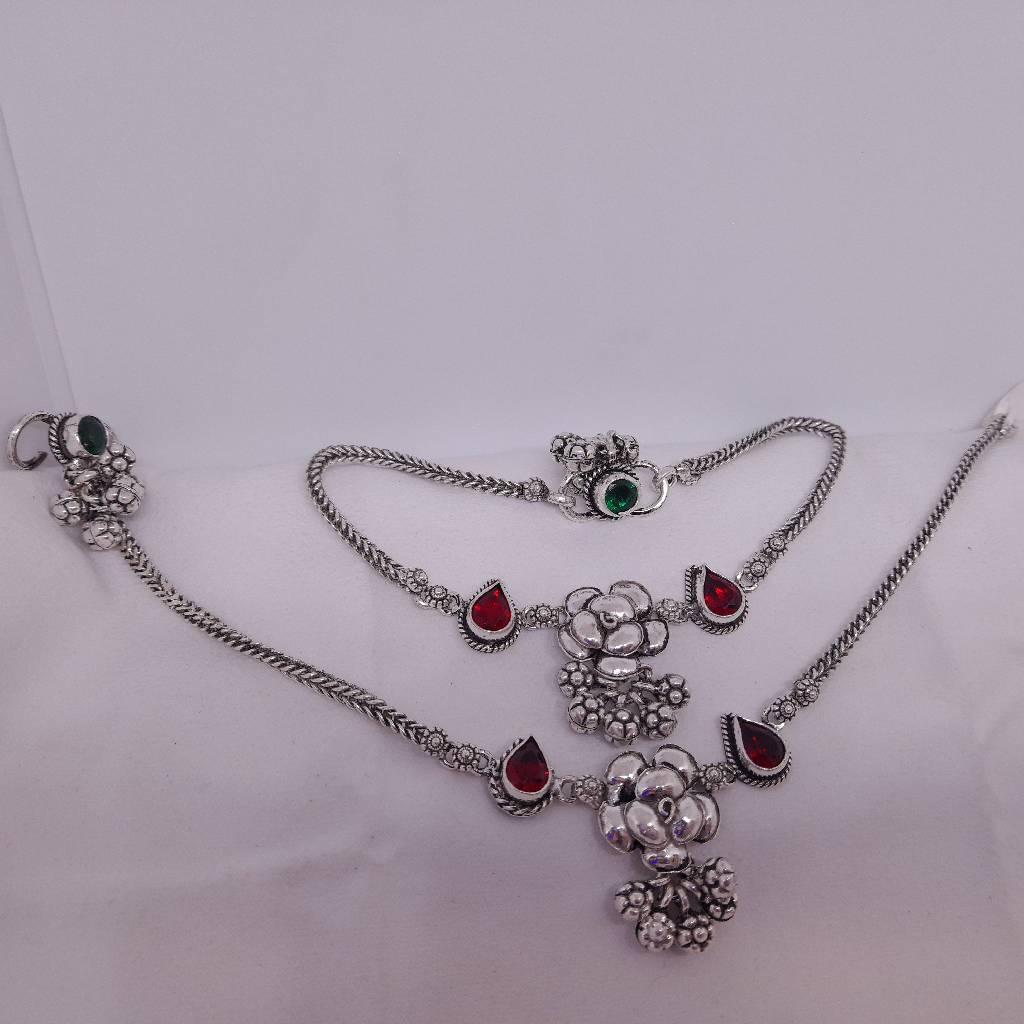 Silver Oxidised Rose Payal