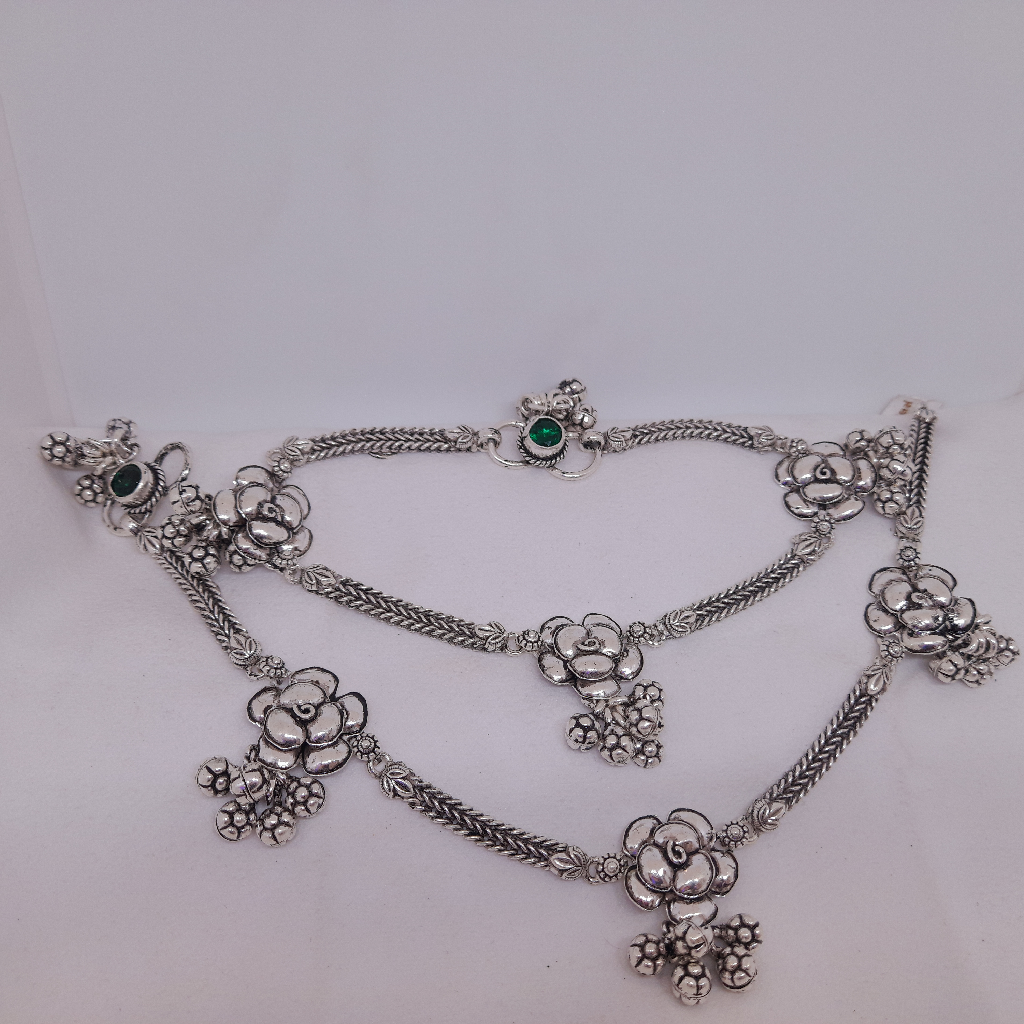 Silver Antique oxidised rose payal