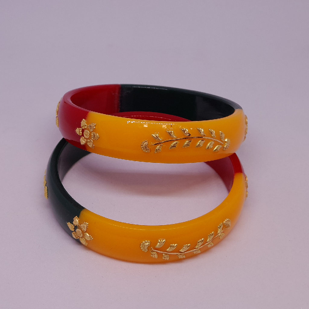 Three Color plastics With Gold Bangle