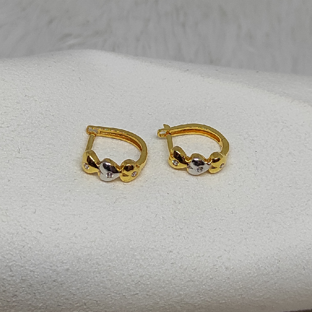 gold with three heart shape Bali earring