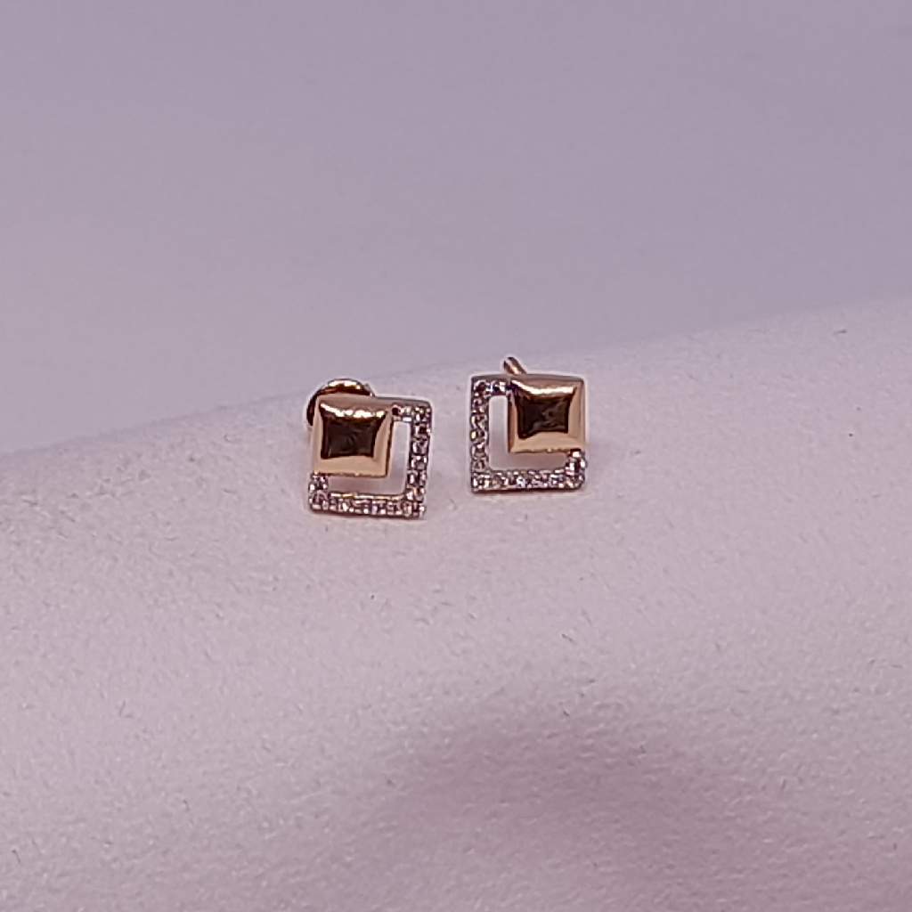 18k Gold cz tops Square Earrings