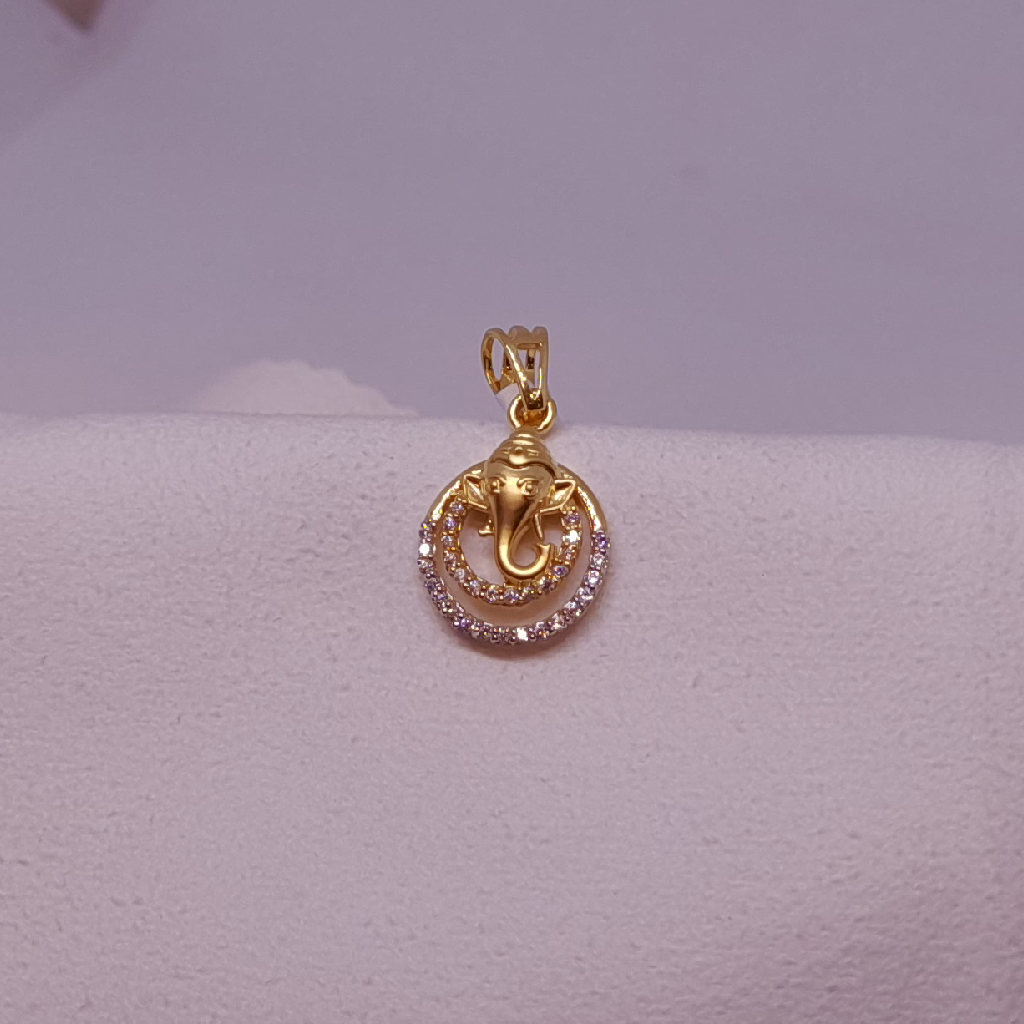 18k gold cz with ganpatiji pendant