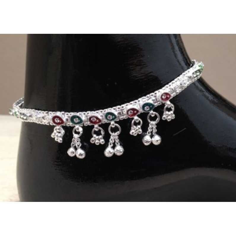 Silver Indian Stone Charming Payal