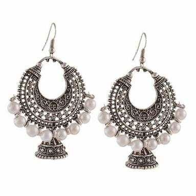 Silver Moti Jhumar Earrings