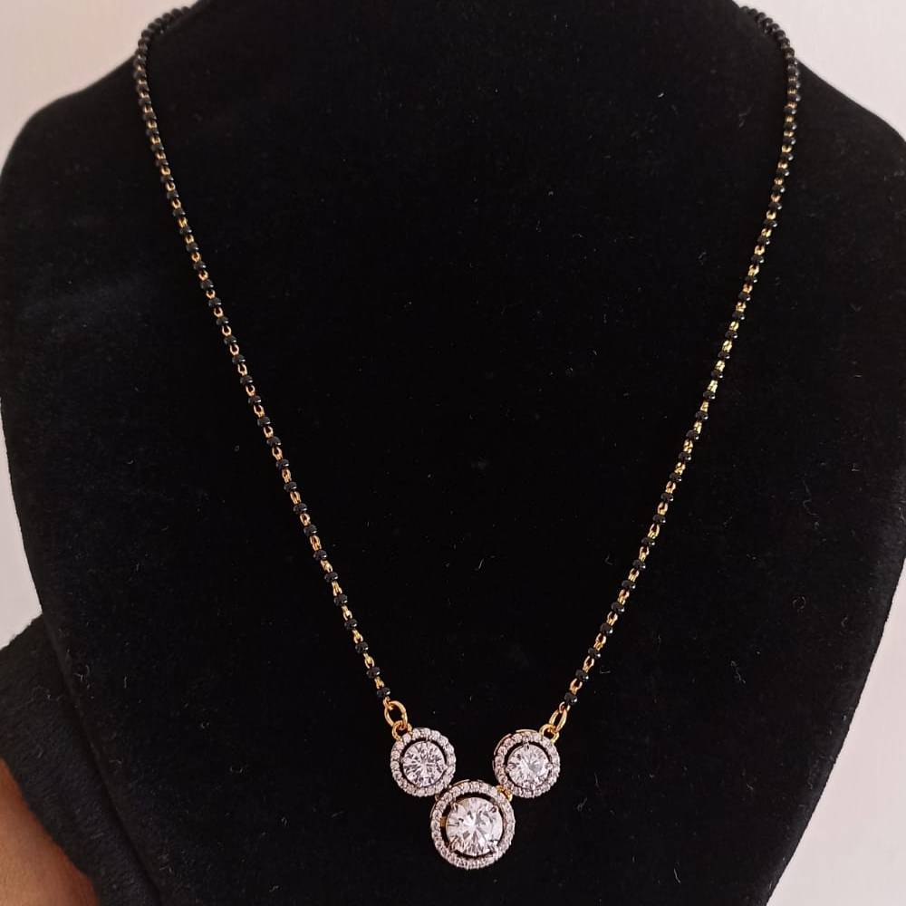 925 silver trio round halo magalsutra