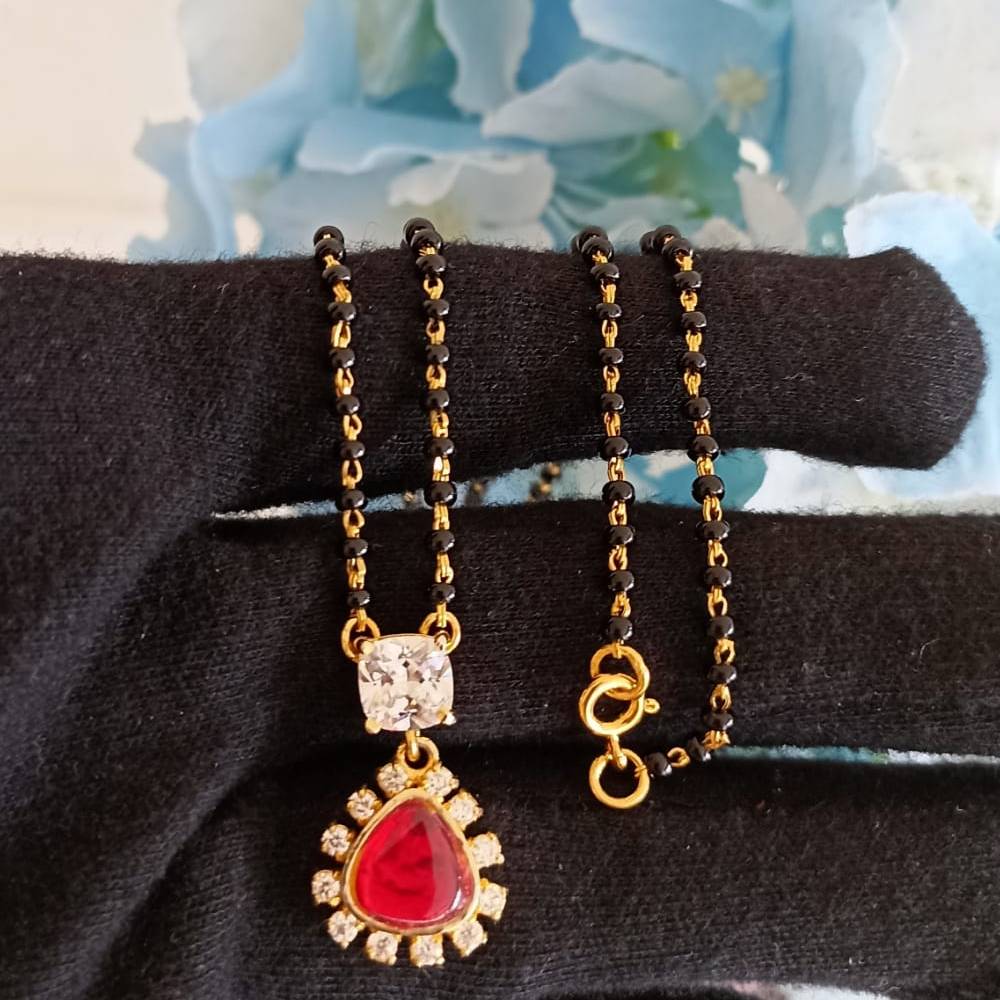 925 silver charm ruby pear k magalsutra