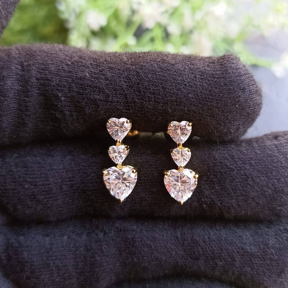 925 silver heart with solitaire  drop screw back earrings