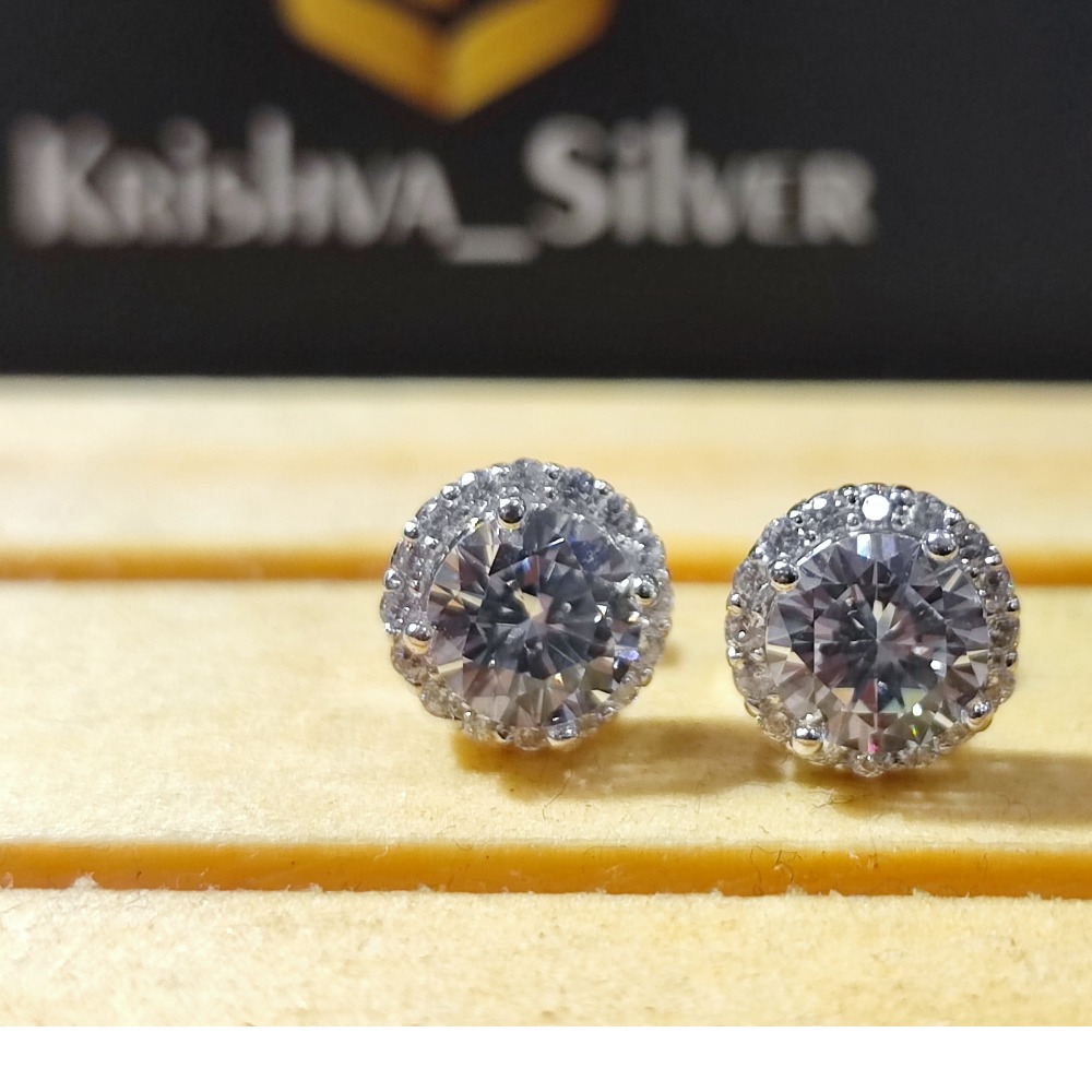 925 Silver round halo stud