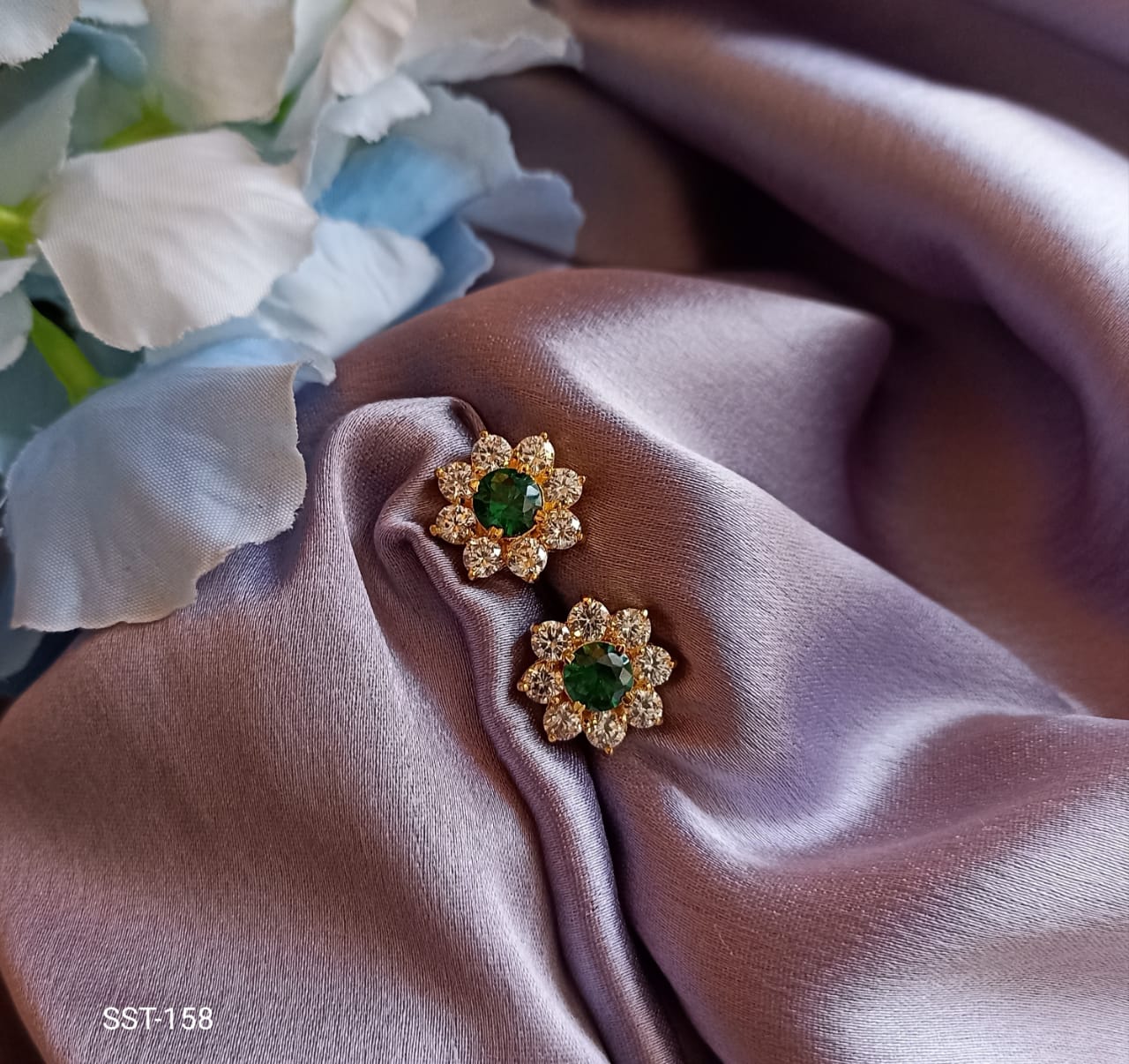 925 silver ruby flower daily wear earrings