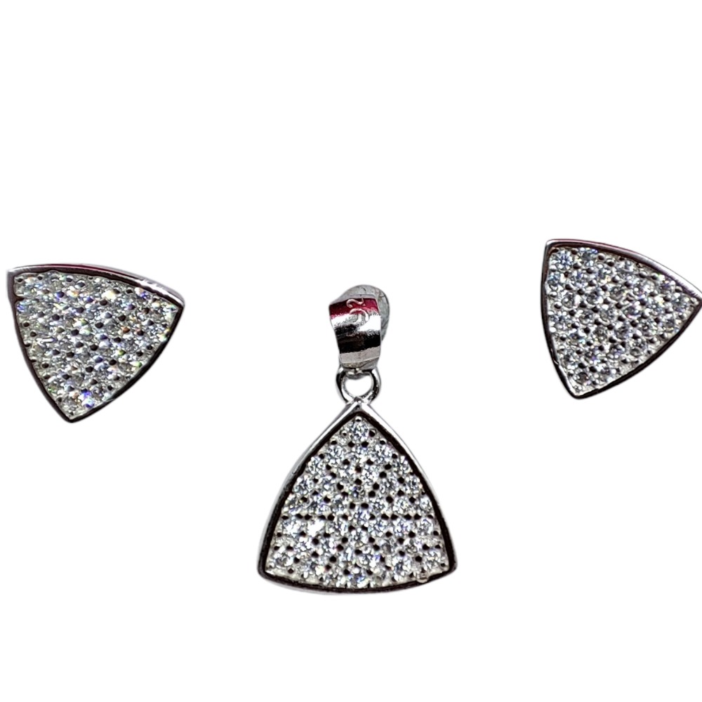 925 silver tringle pendant with earrings