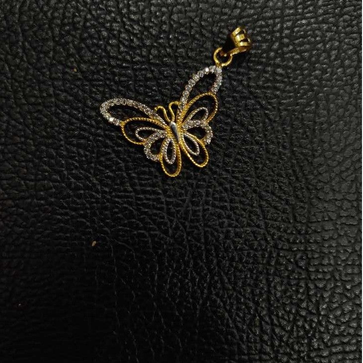Butterfly Shape Gold Diamond Ladies Pendant
