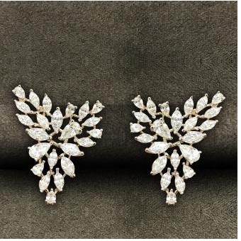 Flower Shape 9KT Ladies Swarovski Earring