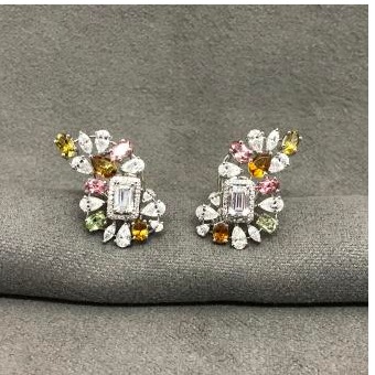 9KT Multi Color Swarovski Ladies Earring