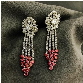 Indian Classic 9Kt Long Swarovski Earring